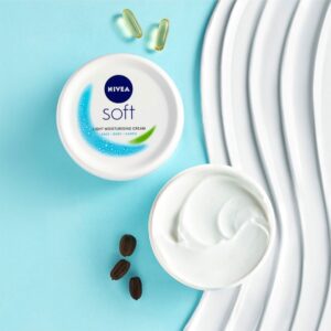 NIVEA Soft Light Moisturizer For Face, Hand & Body, Instant Hydration, Non-Greasy Cream With Vitamin E & Jojoba Oil, 50ml