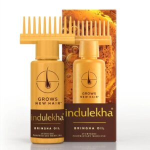 Indulekha Bringha Ayurvedic Hair Oil 100 ml|| Hair Fall Control and Hair Growth with Bringharaj & Coconut Oil - Comb Applicator Bottle for Men & Women