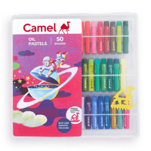 Camel Oil Pastel with Reusable Plastic Box - 50 Shades,Multicolor