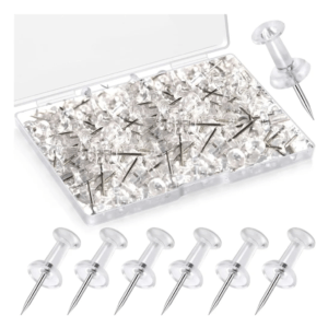 Transparent Decorative Push Pins for Notice Boards, Soft Boards, Display Boards for Office, Home, School & Shop (100 Pins)