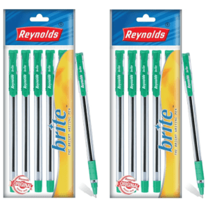 BRITE 5 PEN BAG - PACK OF 2 | GREEN I Lightweight Ball Pen With Comfortable Grip for Extra Smooth Writing I