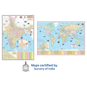 India and World Political Map - | Size - 70×100cm | India Map | World Map